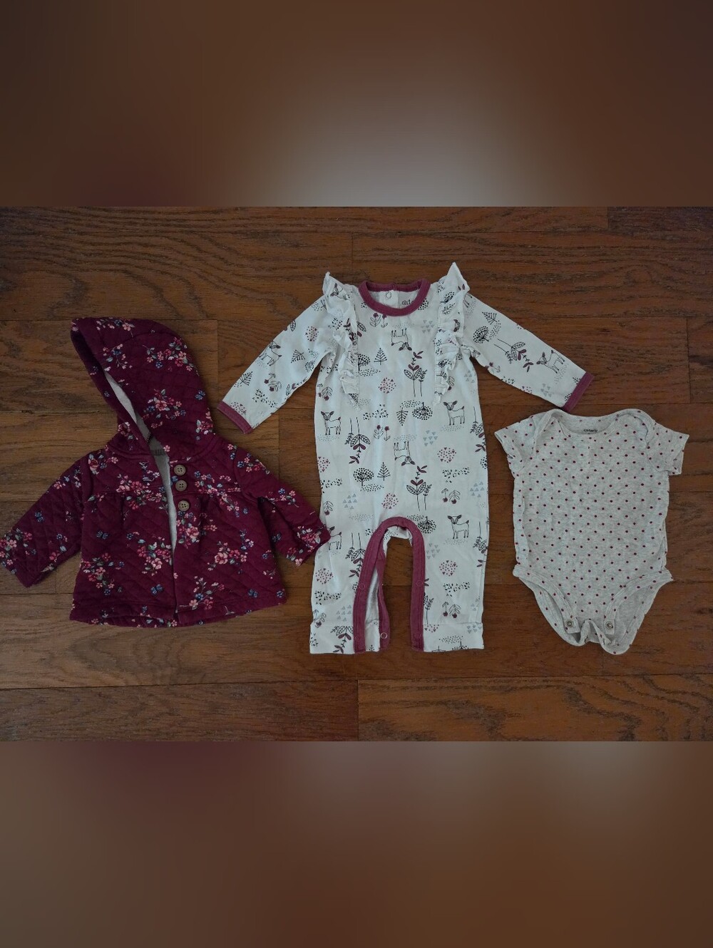 Carter's White & Plum Floral Baby Outfit Set